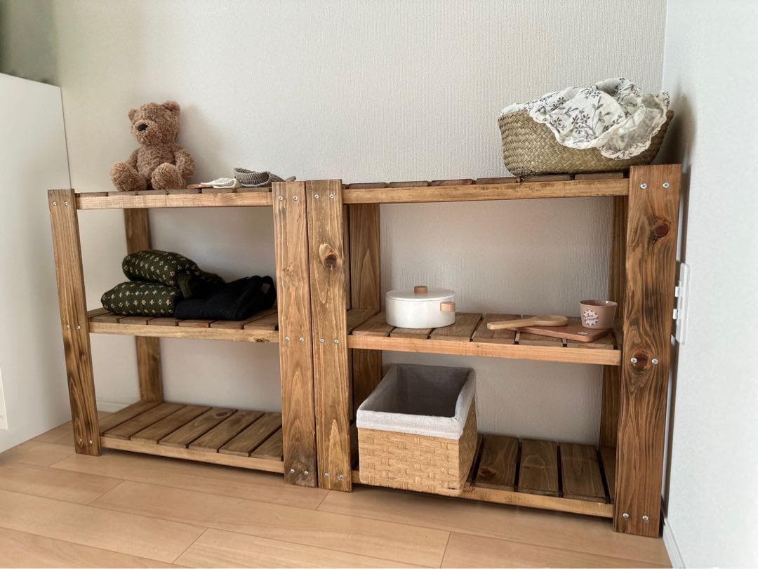 木製オープンシェルフ×2台セット 棚　収納　ナチュラル　ハンドメイド 515