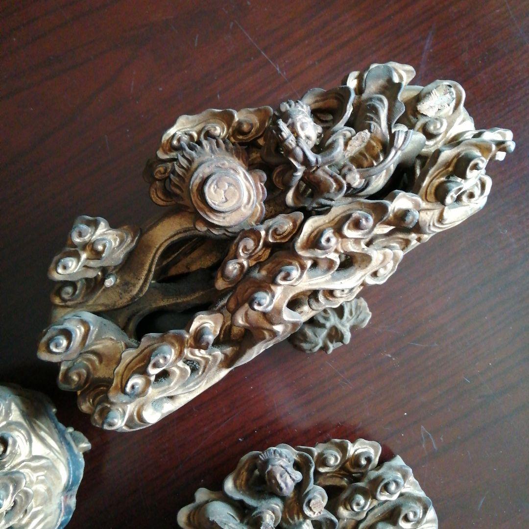 木製仏具　金色天女装飾　20cm　江戸後期～昭和初期