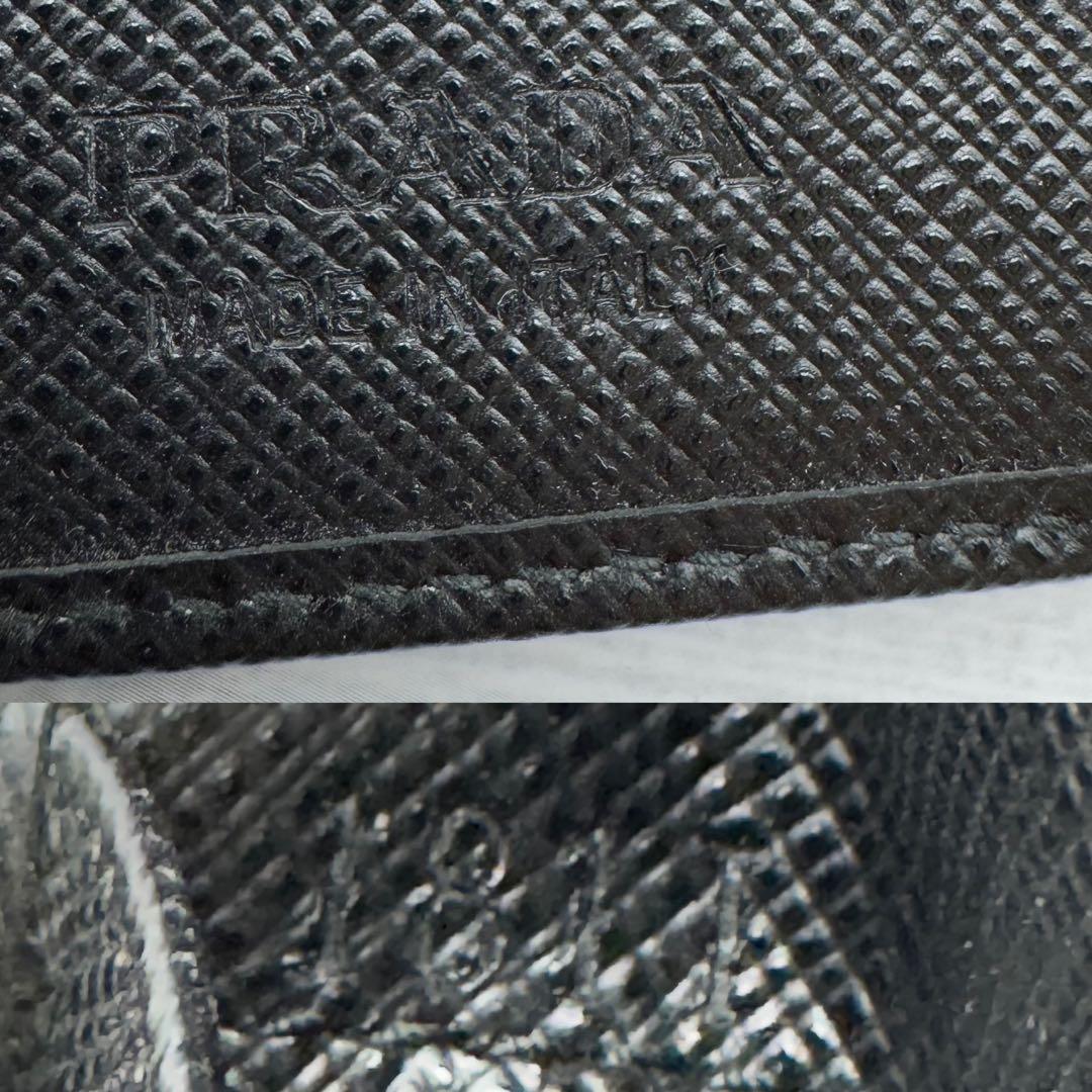 【美品】PRADA　キーケース　6連 三角ロゴ　 サフィアーノ ブラック