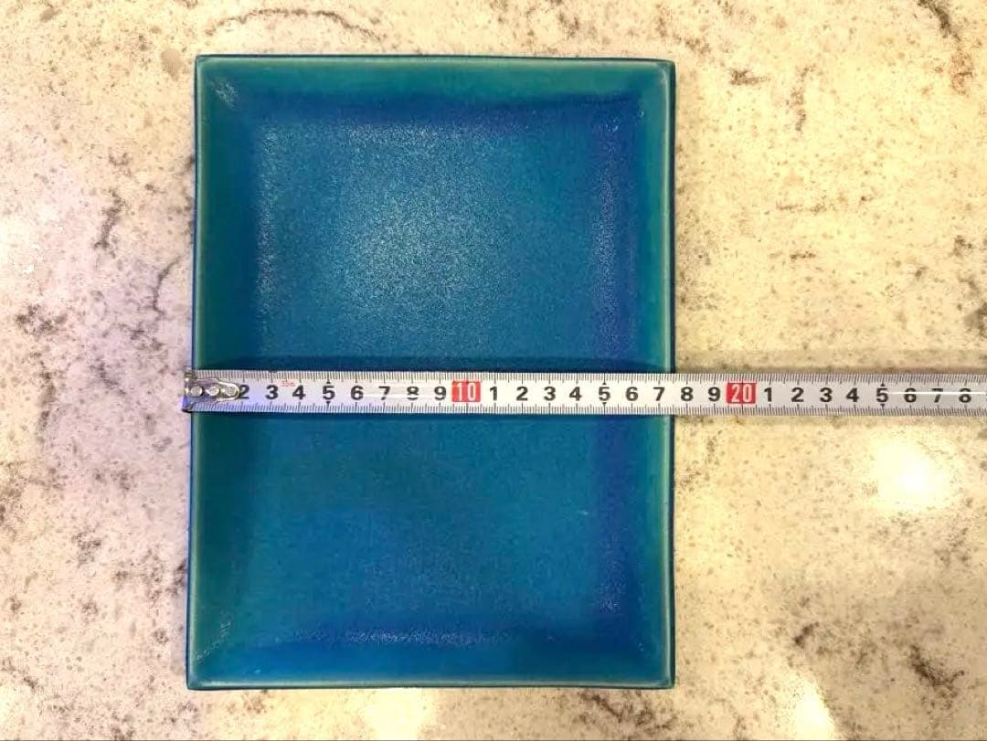 大嶺工房 やちむん ペルシャブルー 長方形プレート23✖️17.5cm 2枚セット