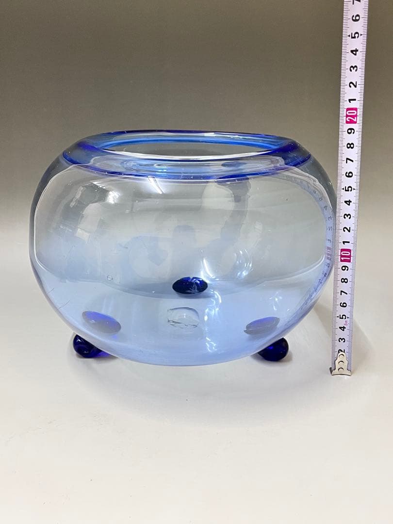 E679 猫脚硝子金魚鉢 金魚鉢 ガラス メダカ鉢 メダカ水槽 三つ脚 レトロ