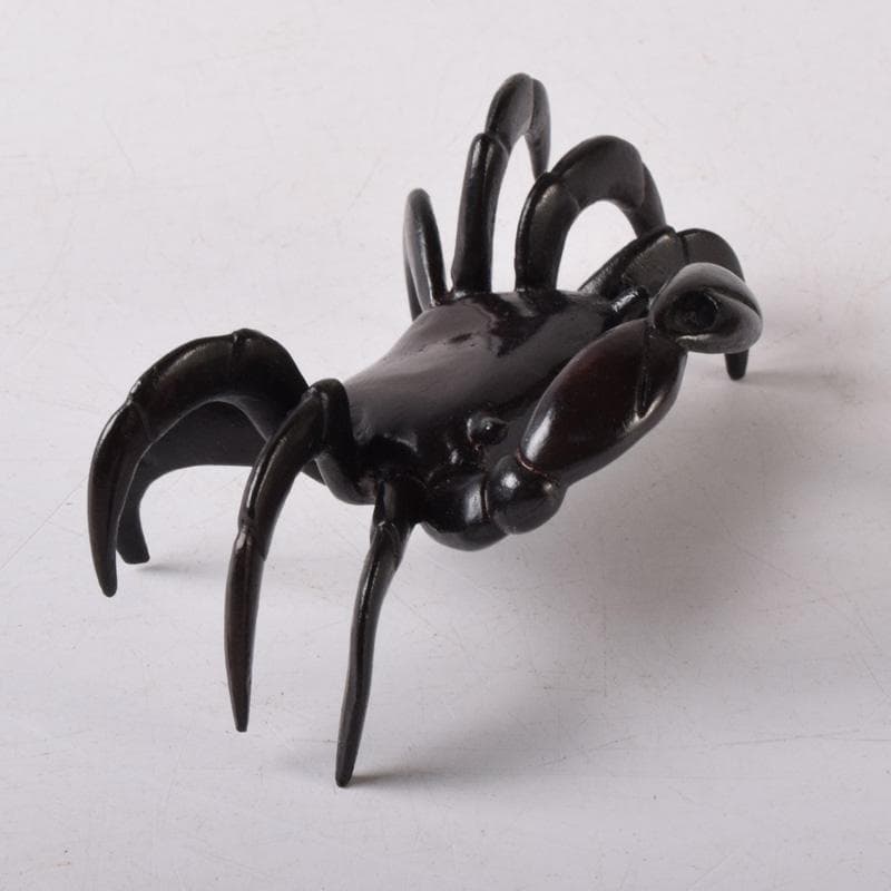 茶道具　唐銅風炉師　藤井宗喜作　砂張銅　蟹　蓋置　共箱　C　7516