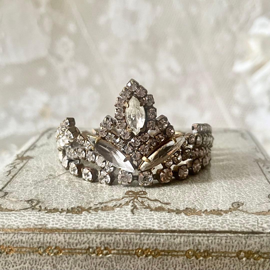 チェコガラスドールティアラB ラインストーン　フランスアンティークヴィンテージ