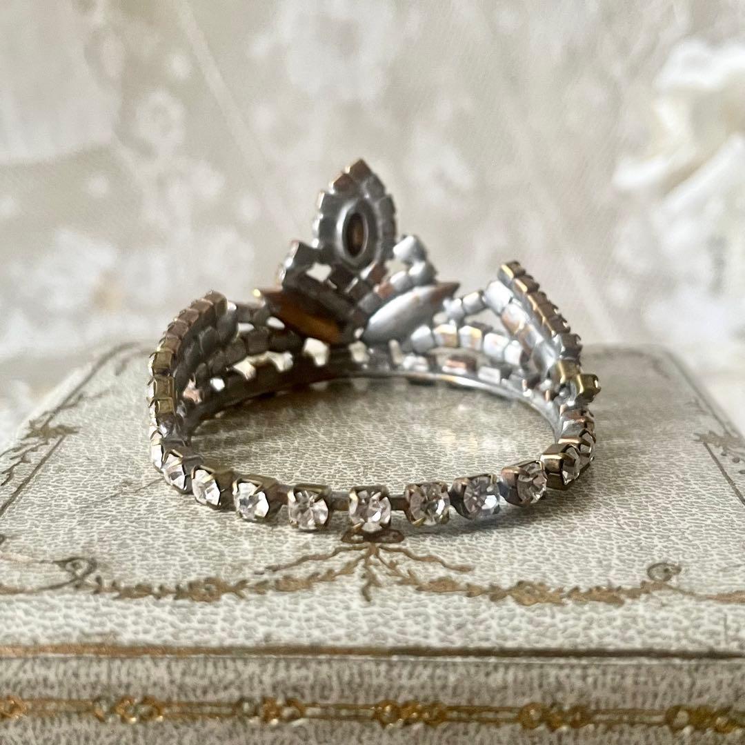チェコガラスドールティアラB ラインストーン　フランスアンティークヴィンテージ