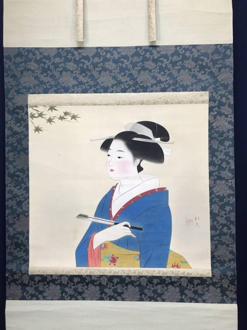 【真作】堤利彦/美人画/美人図/掛軸/名家伝来/AC-29