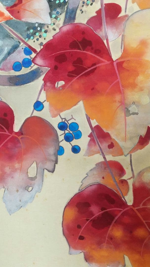 戸田北遙 蔦に小禽 キツツキ 啄木鳥 絹本肉筆掛軸 共箱 師翠嶂