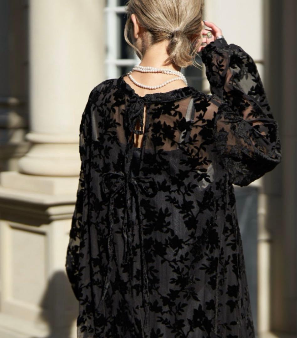 CIAOPANIC ベロアフラワーティアードワンピース