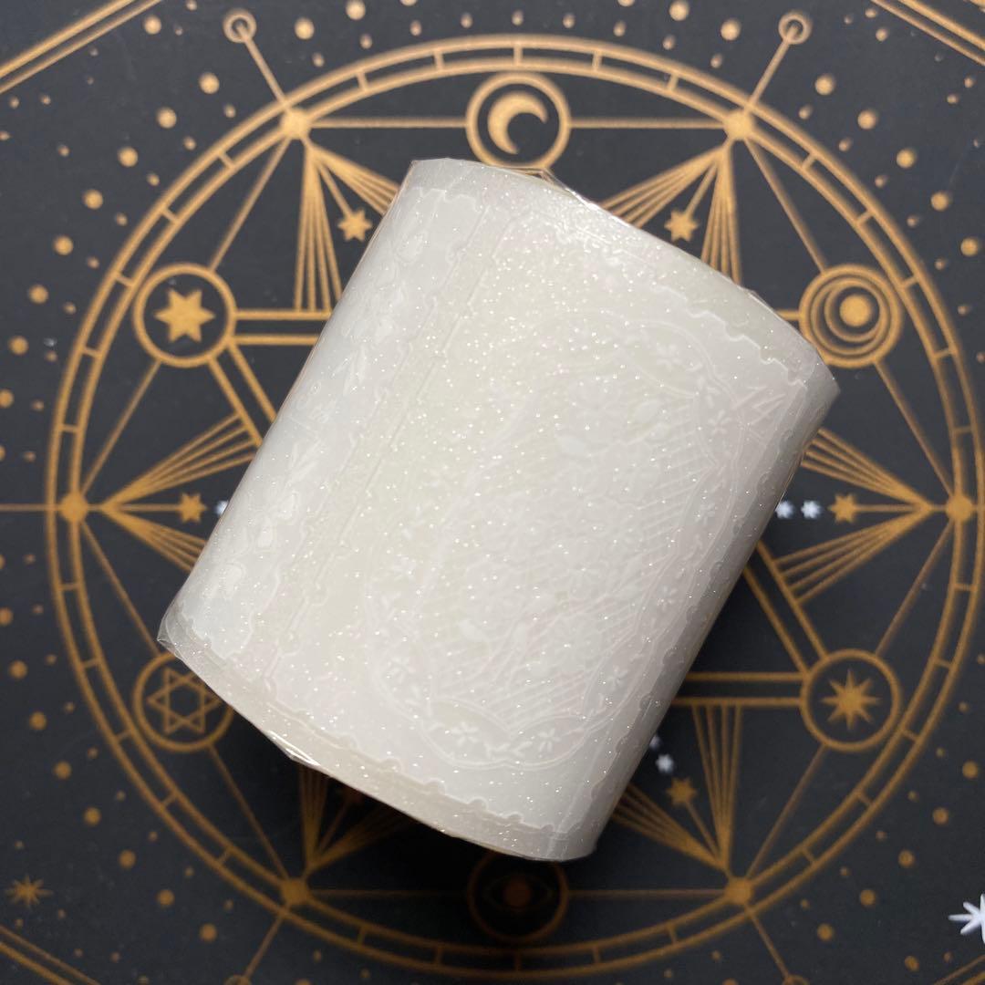 【8809】海外　マステ　5m巻売り　PETラメ加工カッティング　レース切手　白