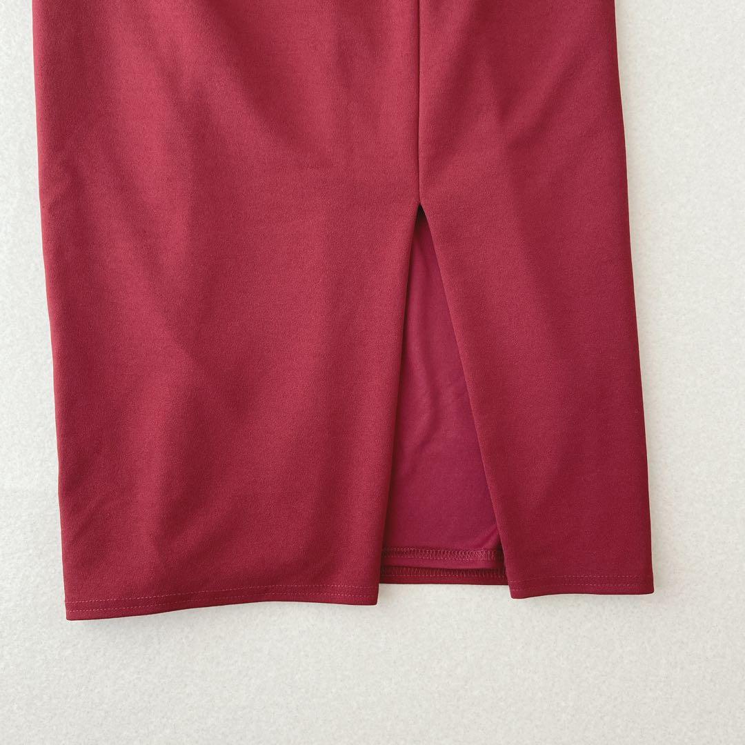 TADASHI SHOJI タダシショージ　ワインレッドタイトドレス　2020年