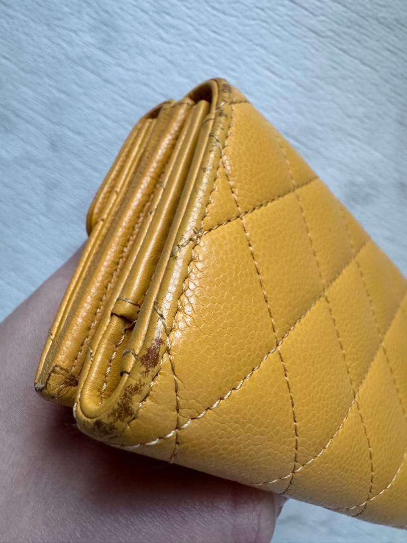 テ*ド様 CHANEL 三つ折り財布 イエロー キルティング