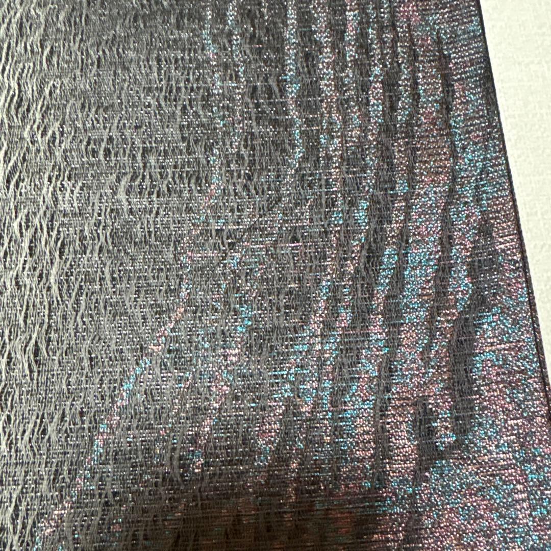 紋袋帯 IA52 黒とグレーの波模様