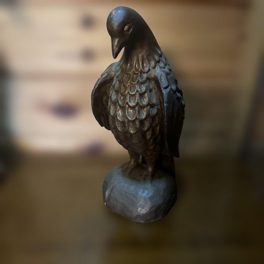 ヴィンテージ　木製 鳥の彫刻 ダークブラウン