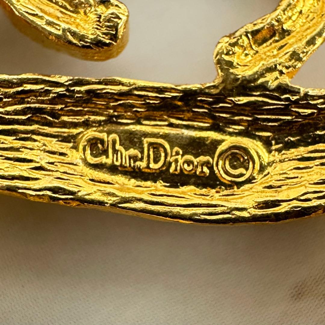 クリスチャンディオール ブローチ CDロゴ ラインストーン ゴールドカラー