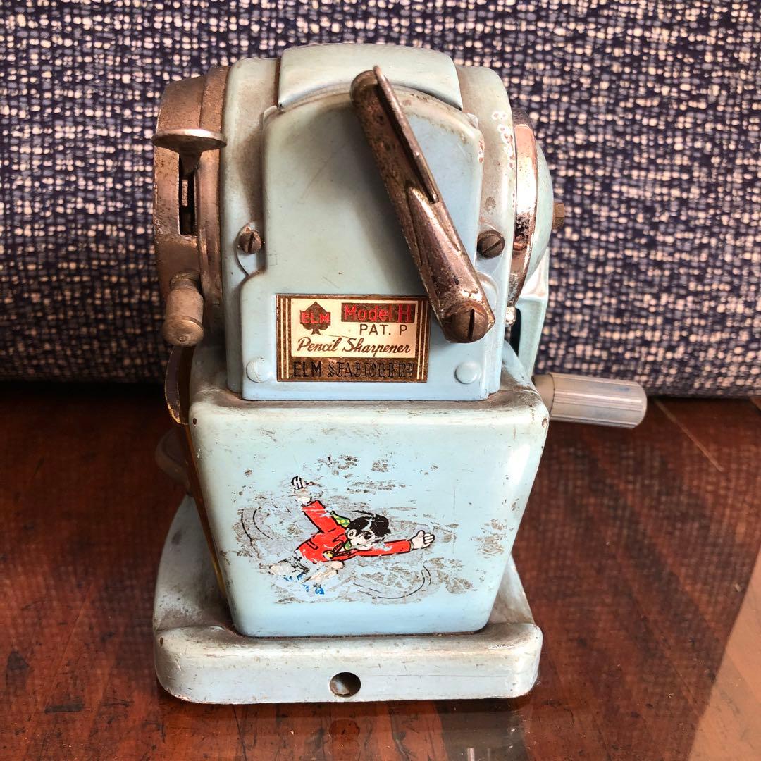 レトロ 水色 手動鉛筆削り