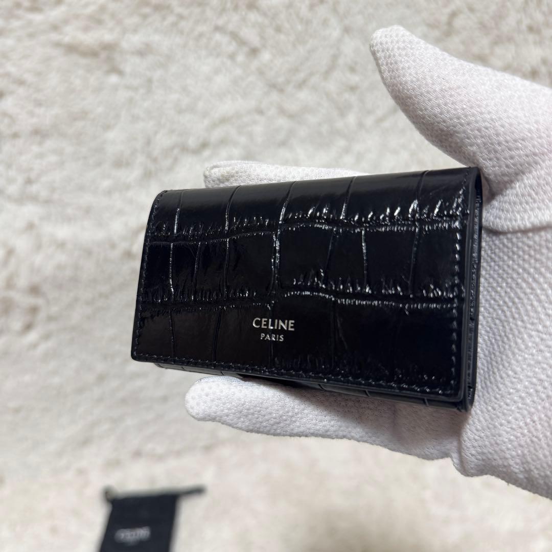 【極美品】CELINE キーケース クロコダイル型押し カーフスキン