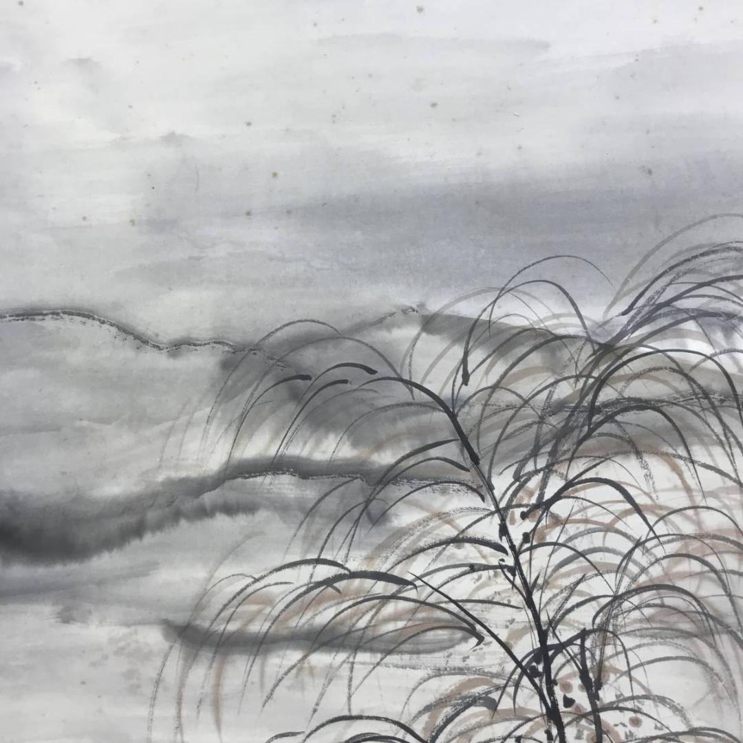 作者不詳/雪中山水飛鳥図/山水図/掛軸☆宝船☆AD-425