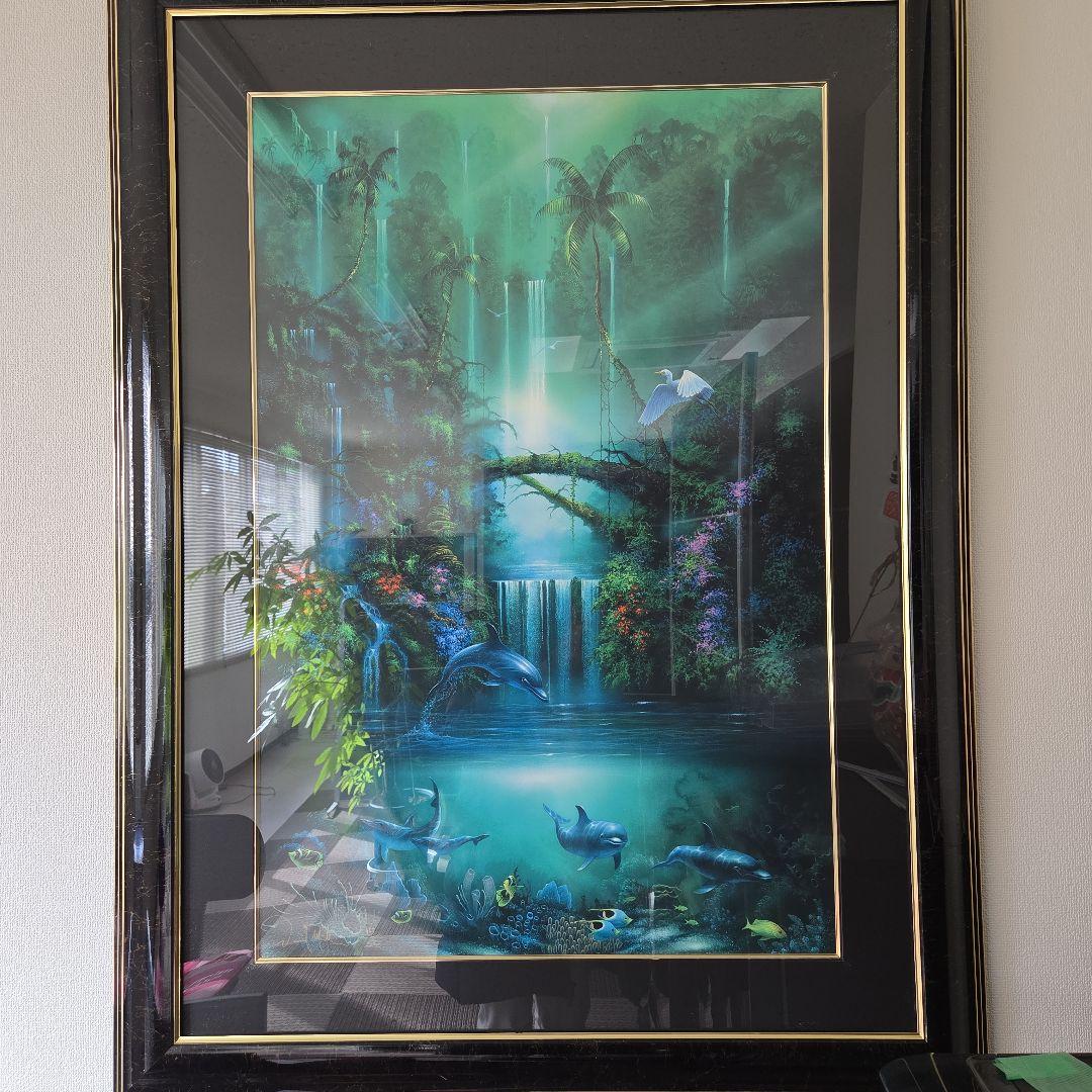 風景画 滝と海洋生物 クリスチャンリース ラッセン