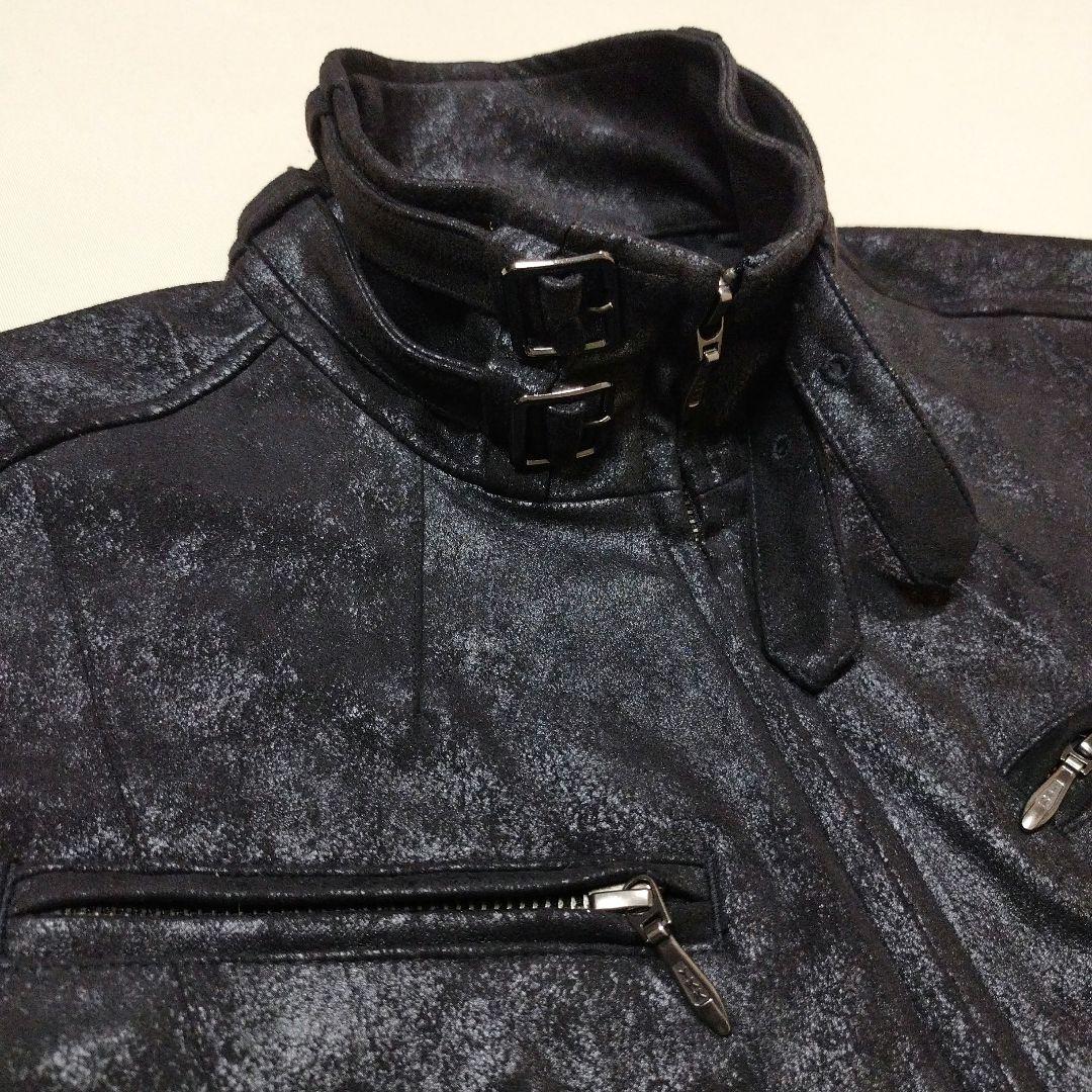 トルネードマート　マイクロフェイクスエードライダースジャケット　ムラ加工　黒　L