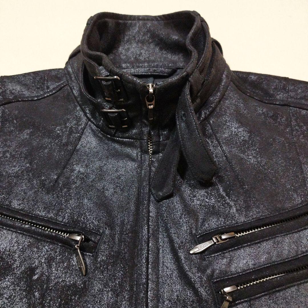 トルネードマート　マイクロフェイクスエードライダースジャケット　ムラ加工　黒　L