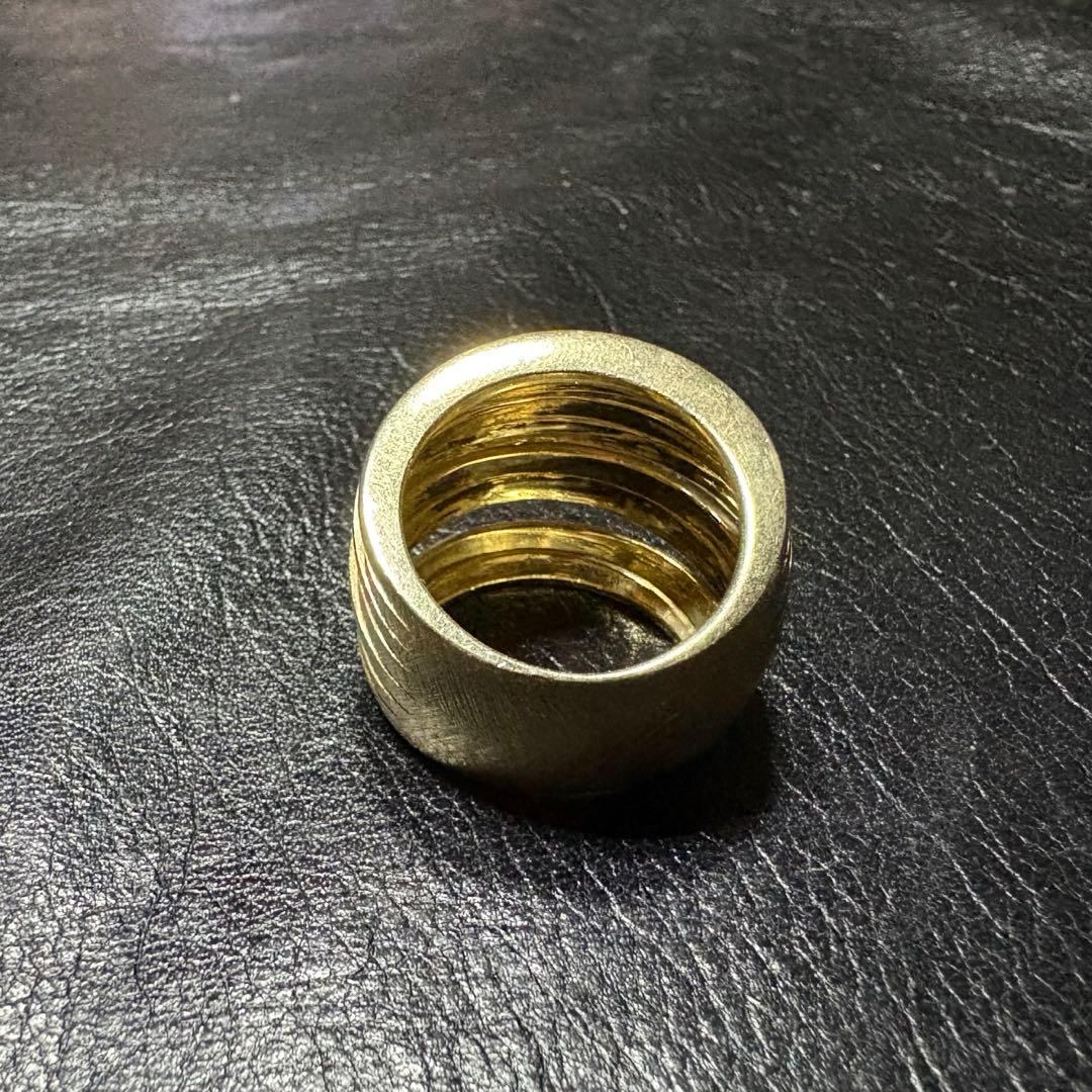 アクセサリー Vintage Silver Gold Wide Step Ring 925