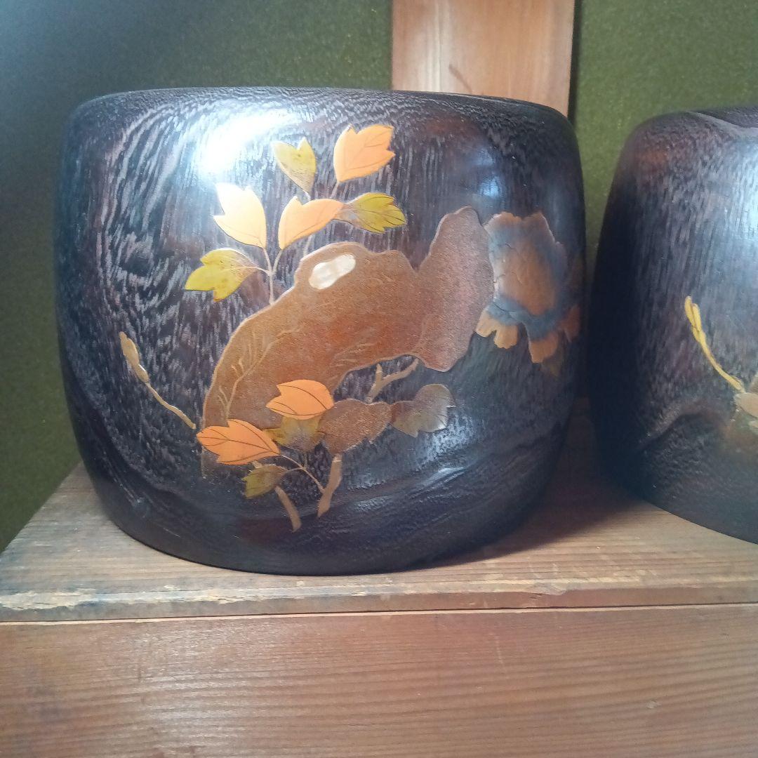 桐木蒔絵一対火鉢箱入り
