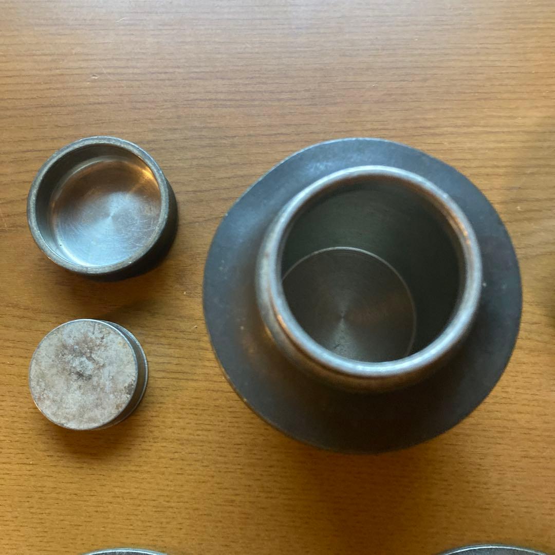 間村自造　錫製　茶壺　こぼし　茶托　茶器セット