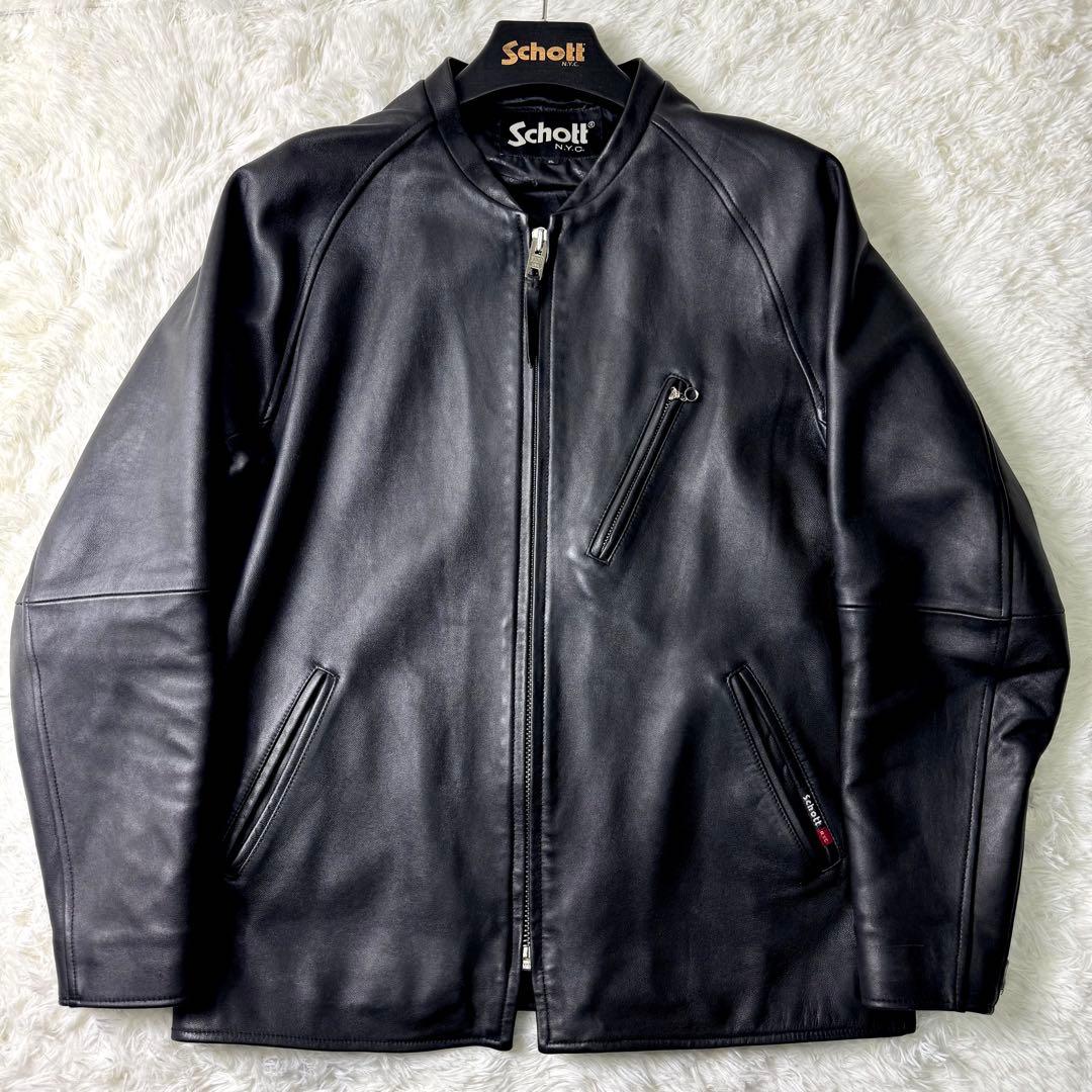 美品/希少✨schott ライダースジャケット　シングル　羊革　ブラック　XL