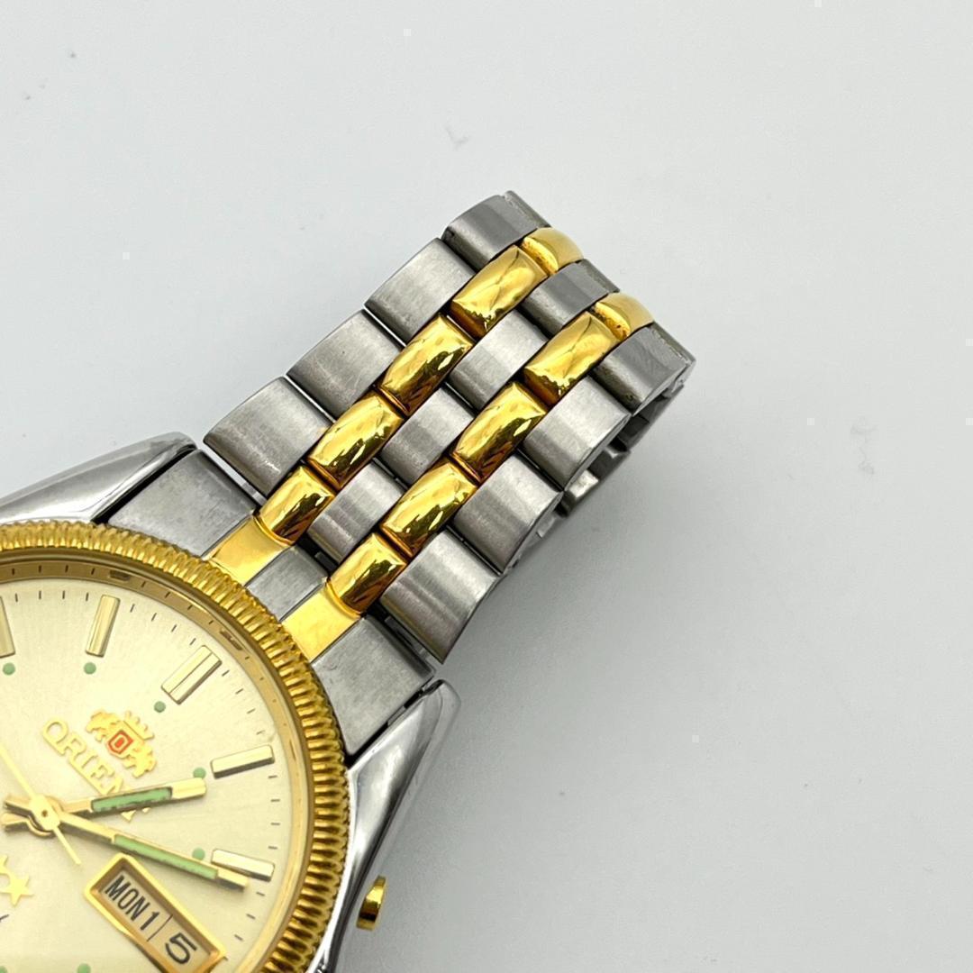 良品 オリエント スリースター 21石 腕時計 自動巻き デイデイト ゴールド