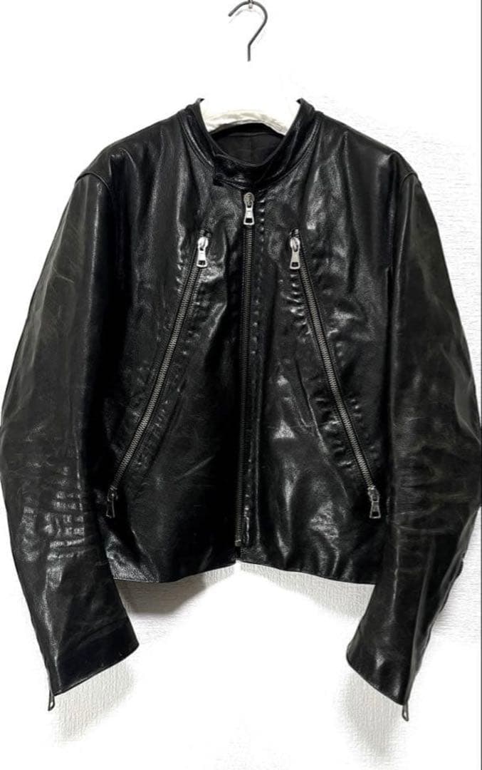 05ss/マルタンマルジェラ/ハの字ライダース/レザージャケット/52/黒