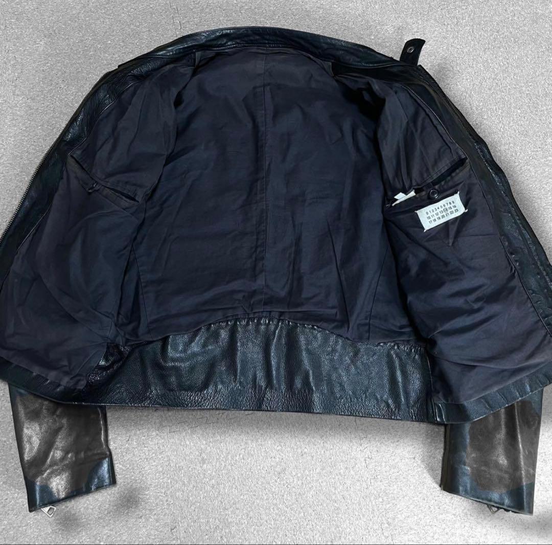 05ss/マルタンマルジェラ/ハの字ライダース/レザージャケット/52/黒