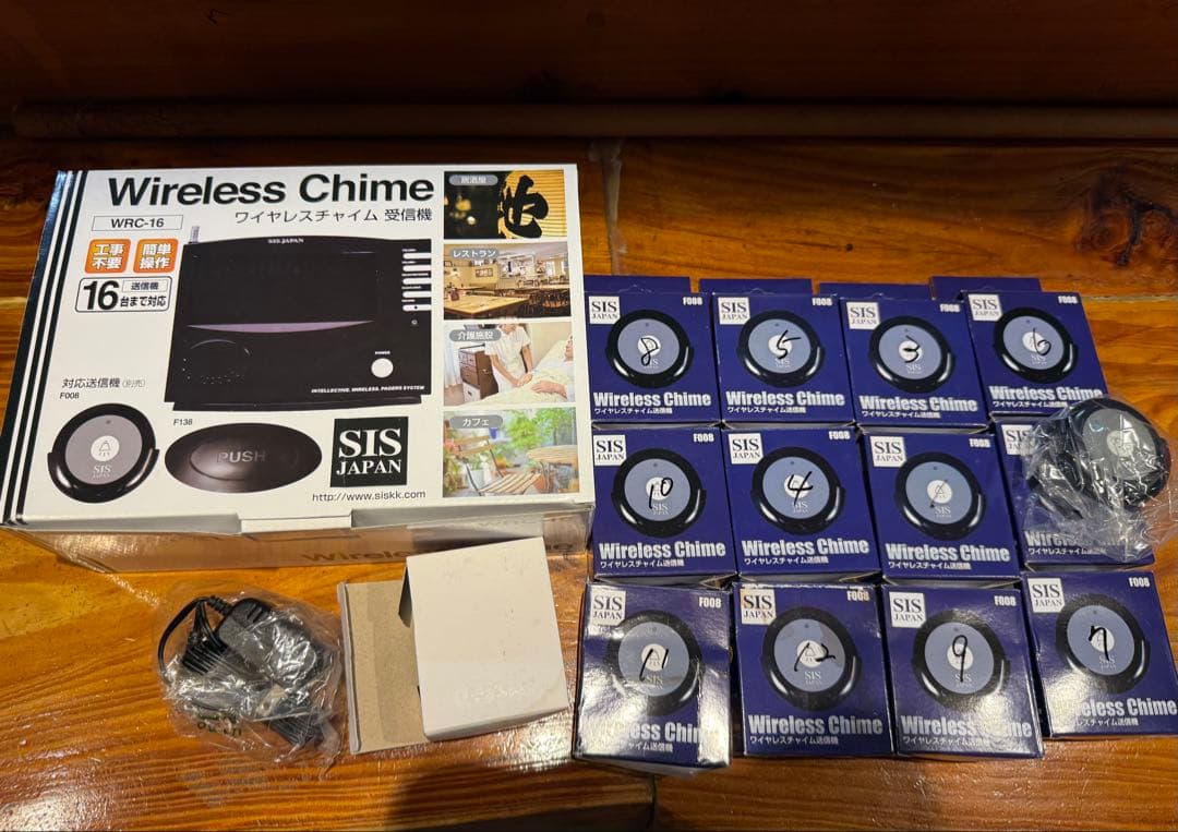 ワイヤレスチャイム本体、子機12台 SISJAPAN WRC-16