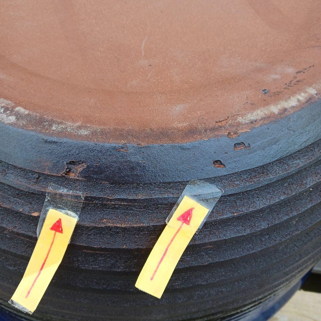 新品　∅50特大　陶器　睡蓮鉢　手造り　メダカ鉢　難有　ラピスブルー　青　LDB