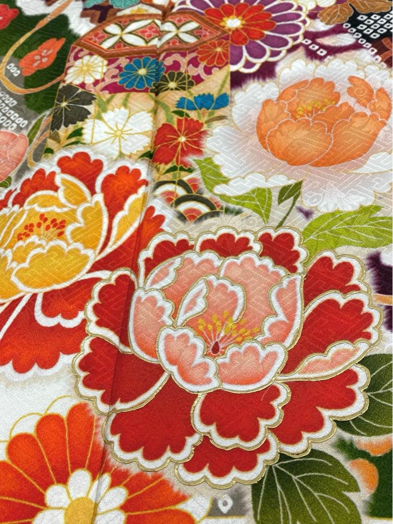 振袖 豪華 金彩 紋意匠 牡丹 身丈166cm 躾糸付き