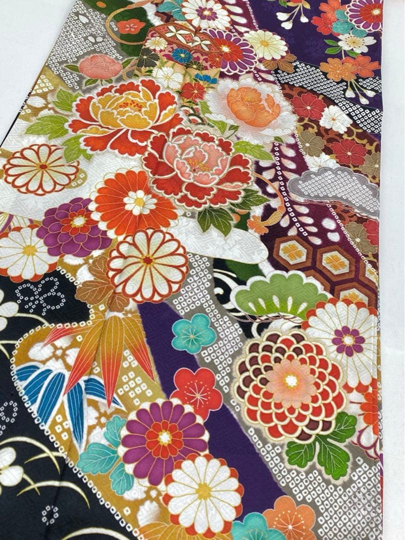 振袖 豪華 金彩 紋意匠 牡丹 身丈166cm 躾糸付き