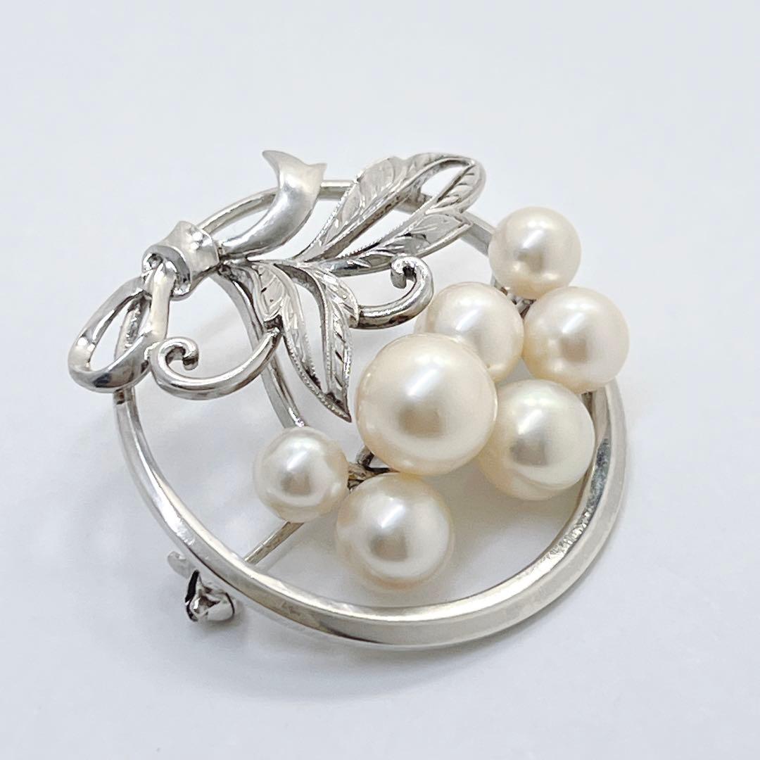 美品✨MIKIMOTO ミキモト パール　ブローチ　フラワー　リーフ　サークル