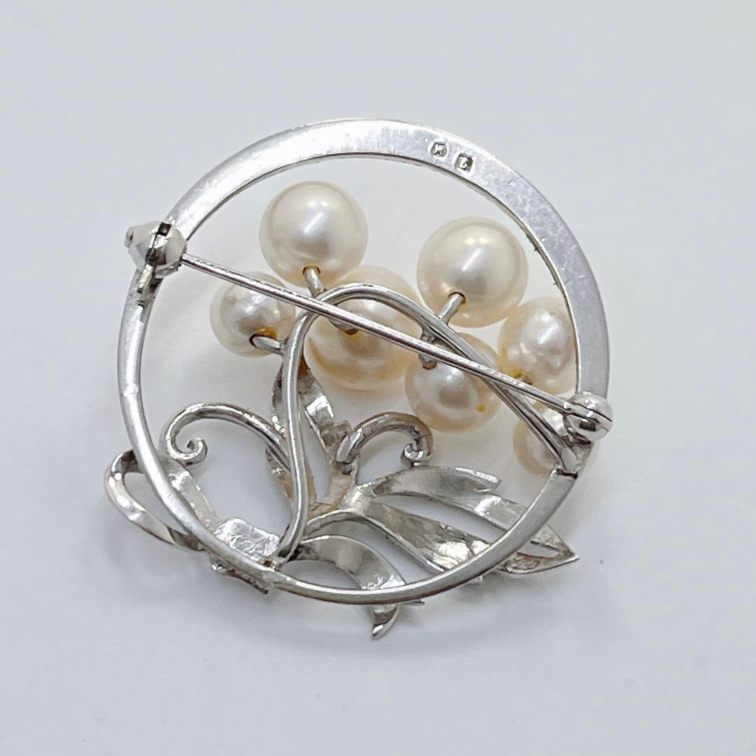 美品✨MIKIMOTO ミキモト パール　ブローチ　フラワー　リーフ　サークル