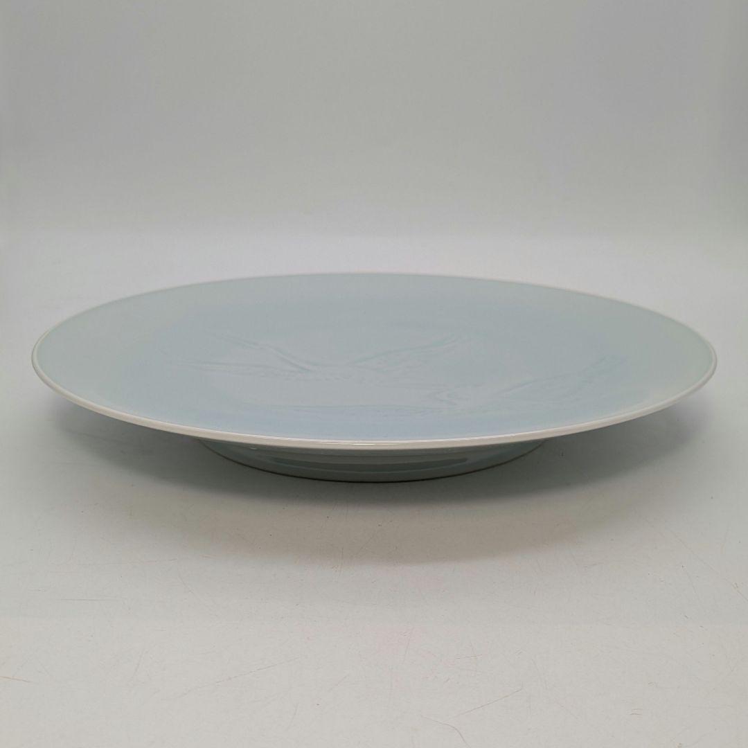 快山窯 青白磁瑞鳥文皿 共箱合布栞 大皿 飾り皿 食器 平皿 人間国宝塚本快示