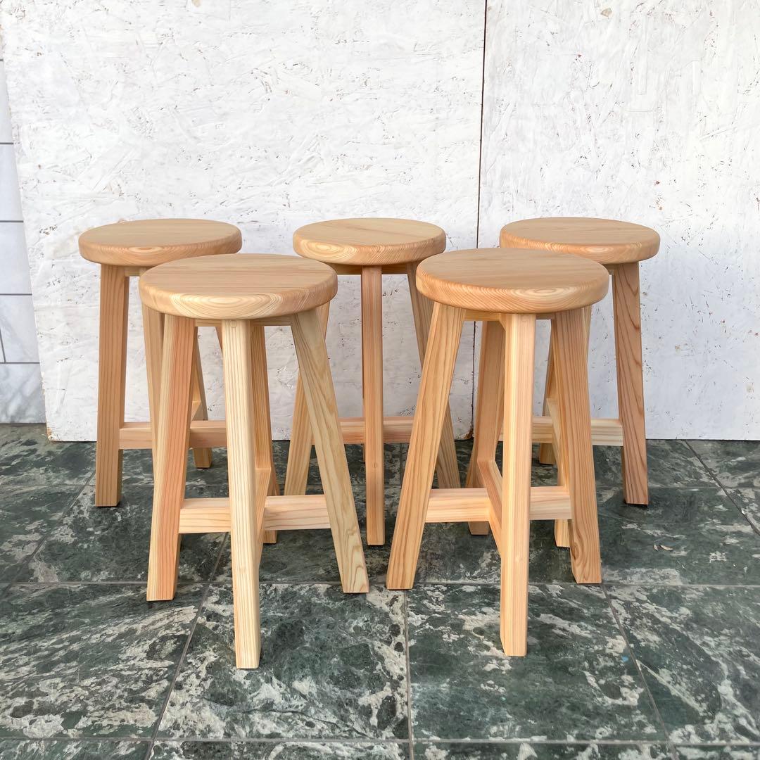 TORA　国産ひのき　丸椅子　木製スツール