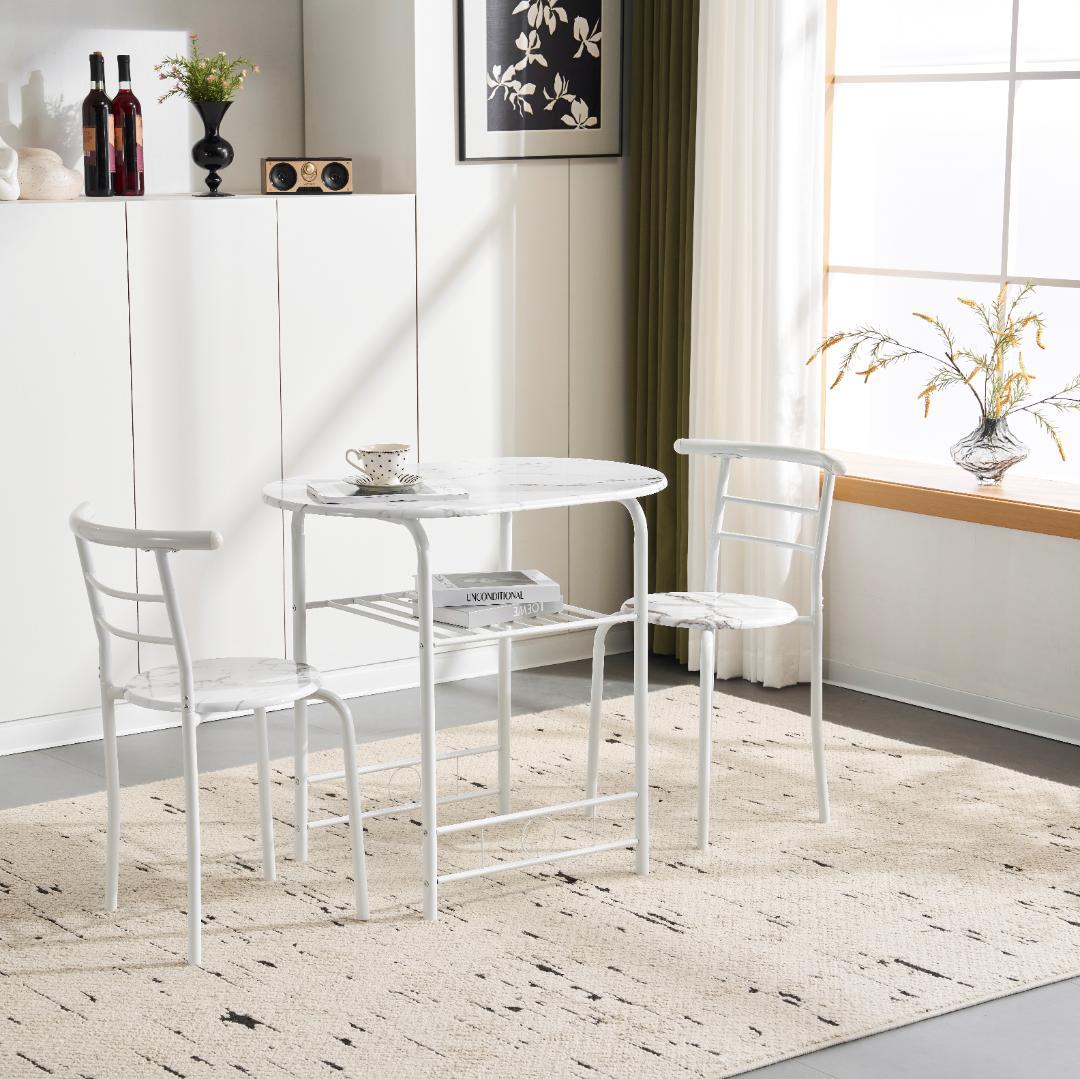 新登場！2人掛け円形ダイニング 3点セット　ダイニングテーブル　WHITE