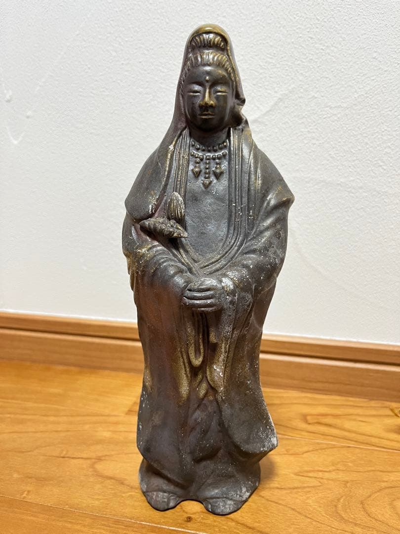 備前焼 観音像 仏像 置物 鈴木黄弌造