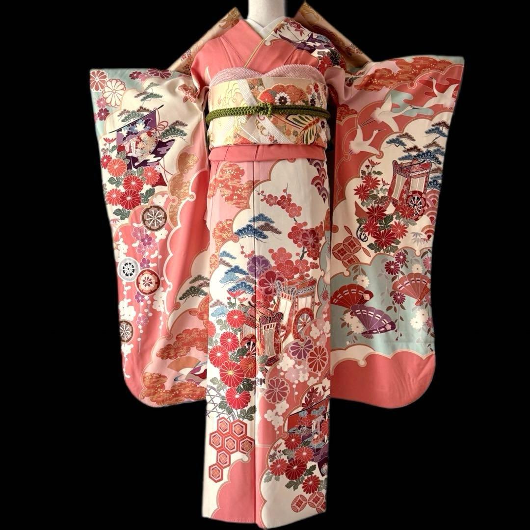 上質　振袖フルセット　手挿し友禅　古典柄　トールサイズ　168cmまで
