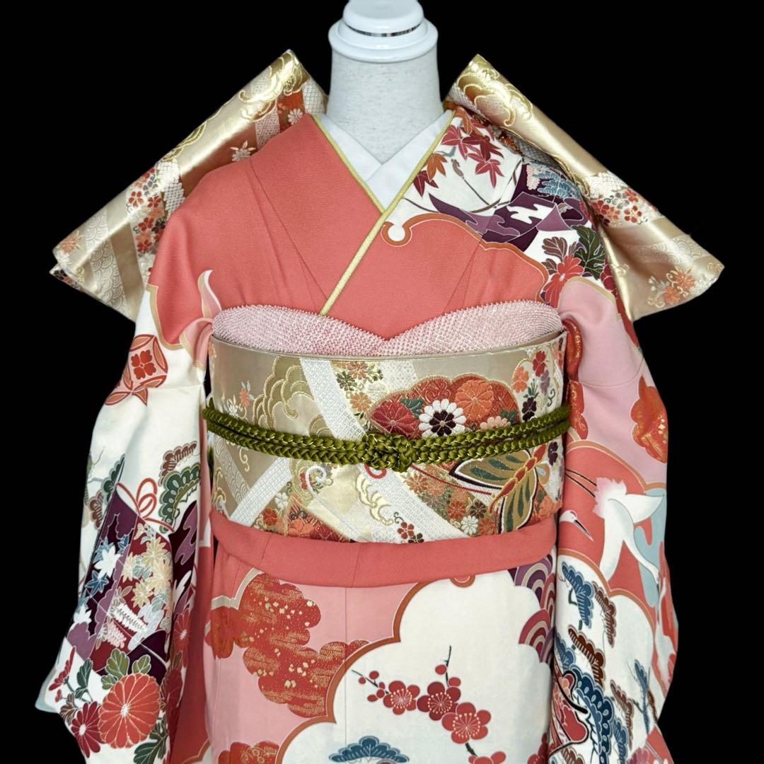 上質　振袖フルセット　手挿し友禅　古典柄　トールサイズ　168cmまで