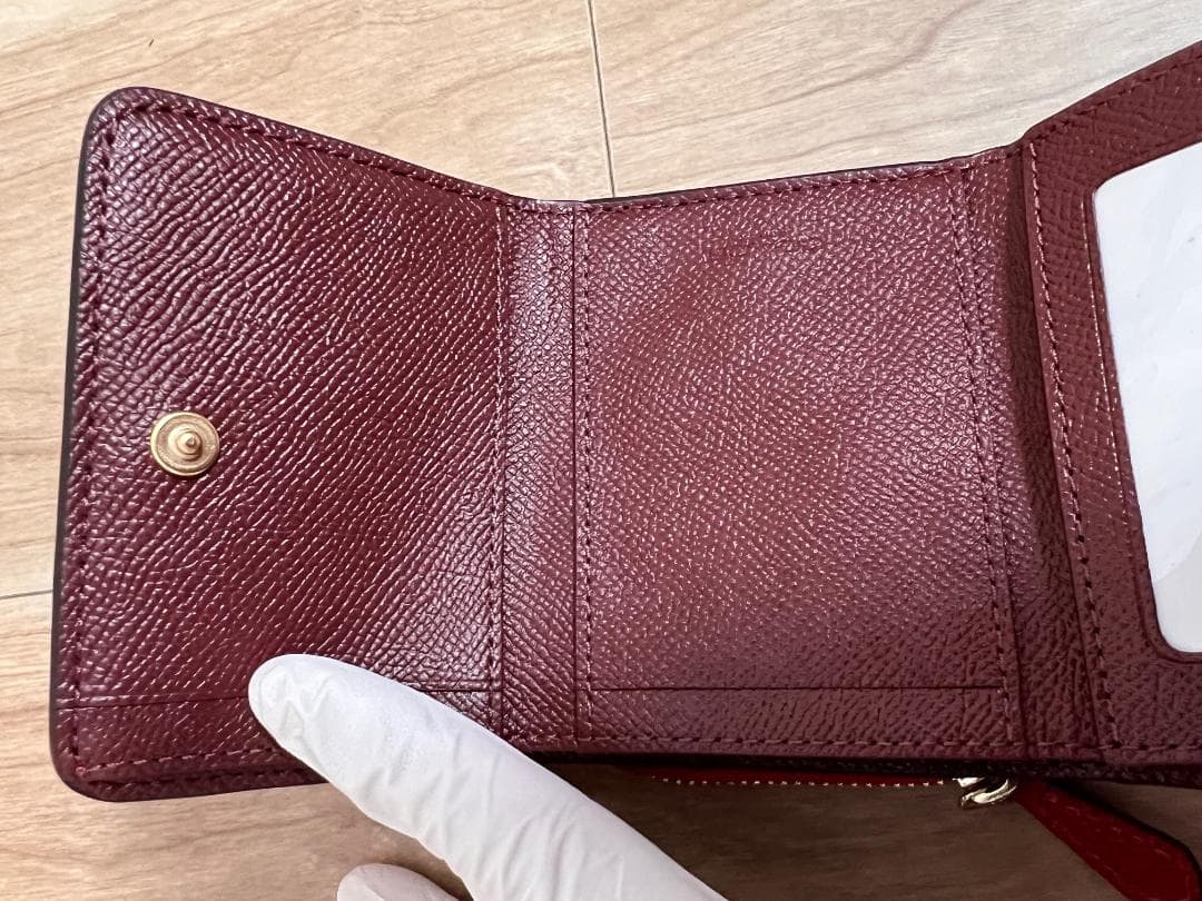 新品 COACH 赤 レッド 三つ折り財布 37968 IMF8Q