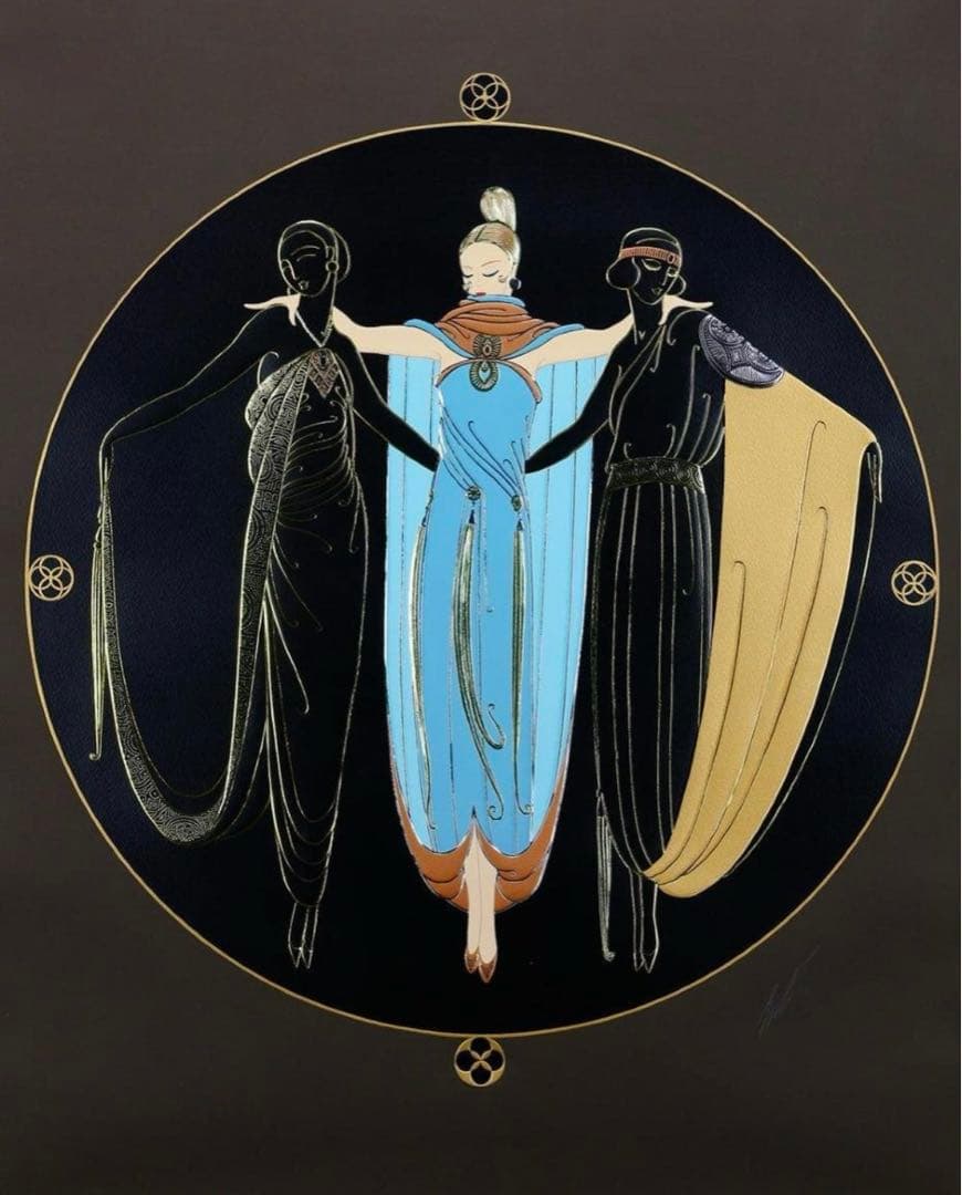 エルテ「ウェイティングレディース」シルクスクリーン 直筆サイン 証明シール