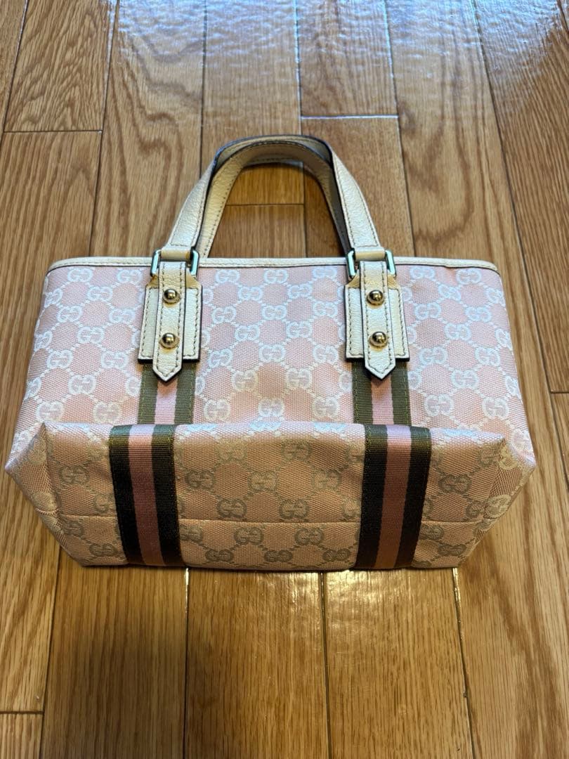 GUCCI シェリーライン ハンドバッグ ミニ ピンク チャーム付き