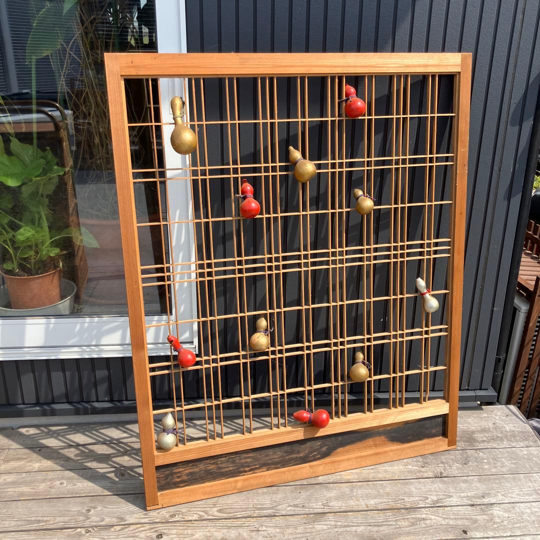 アンティーク建具 組子細工格子 透かし建具 襖 骨董品 欄間 みやび格子 瓢箪