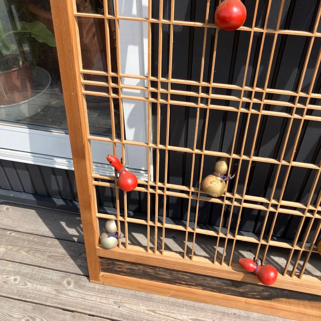 アンティーク建具 組子細工格子 透かし建具 襖 骨董品 欄間 みやび格子 瓢箪