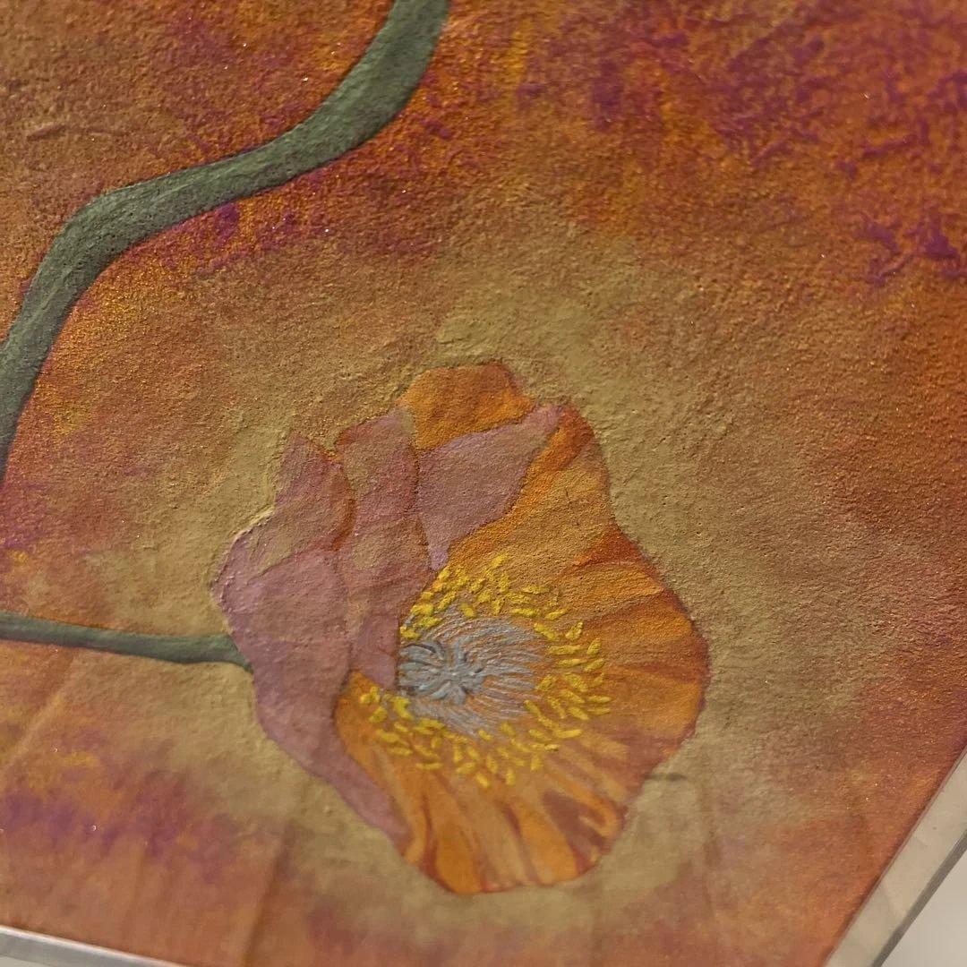 「ポピー」 額装 悦子 額縁入り 水彩画　壁掛け　インテリア　コレクション