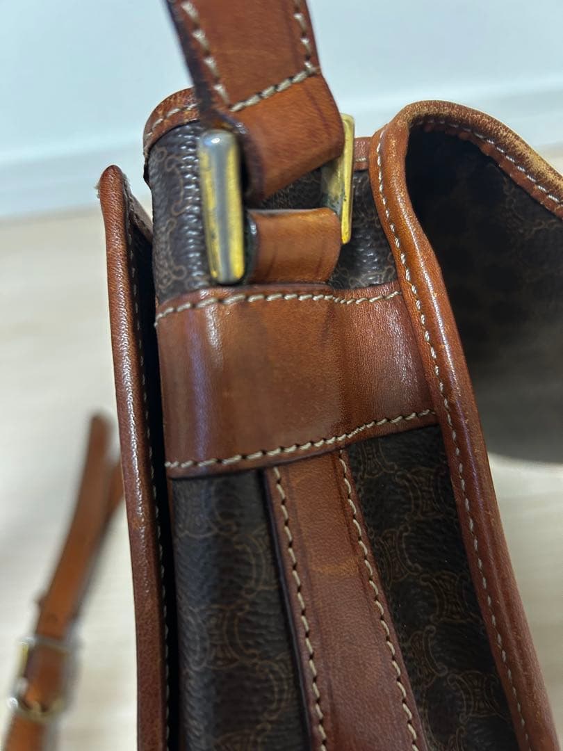 美品✨CELINE マカダム　セリーヌ ショルダーバッグ　茶/7