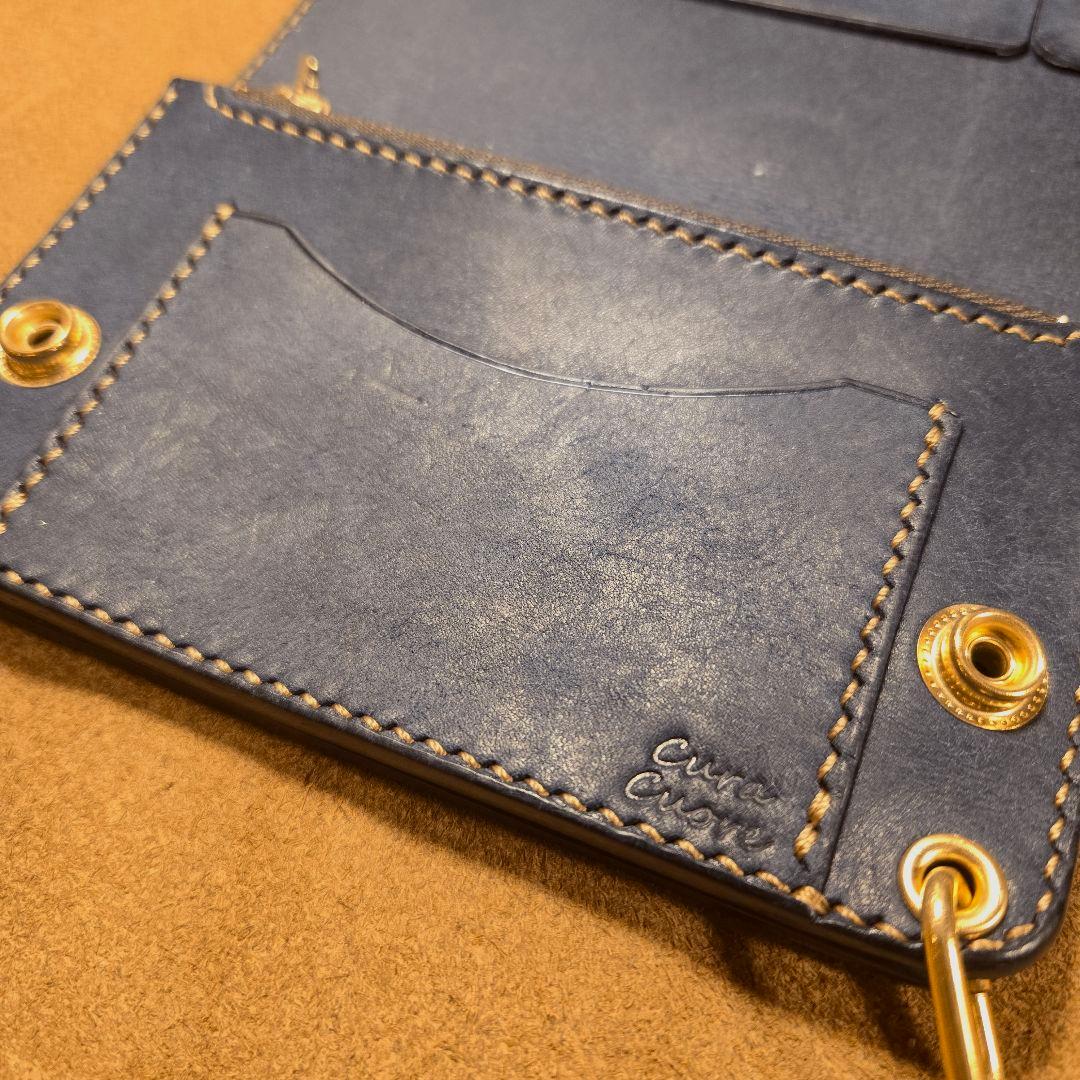 238ミドル　トラッカーウォレット イタリアンレザーMARGOT【ネイビー】